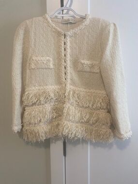 The Extreme Collection Cream Fringe Style Blazer